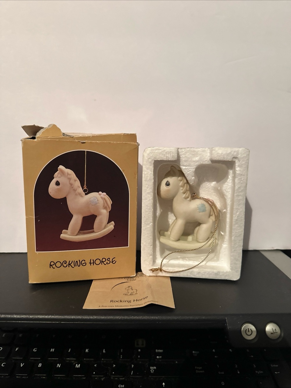 Precious Moments Rocking Horse Ceramic Ornament in Cream